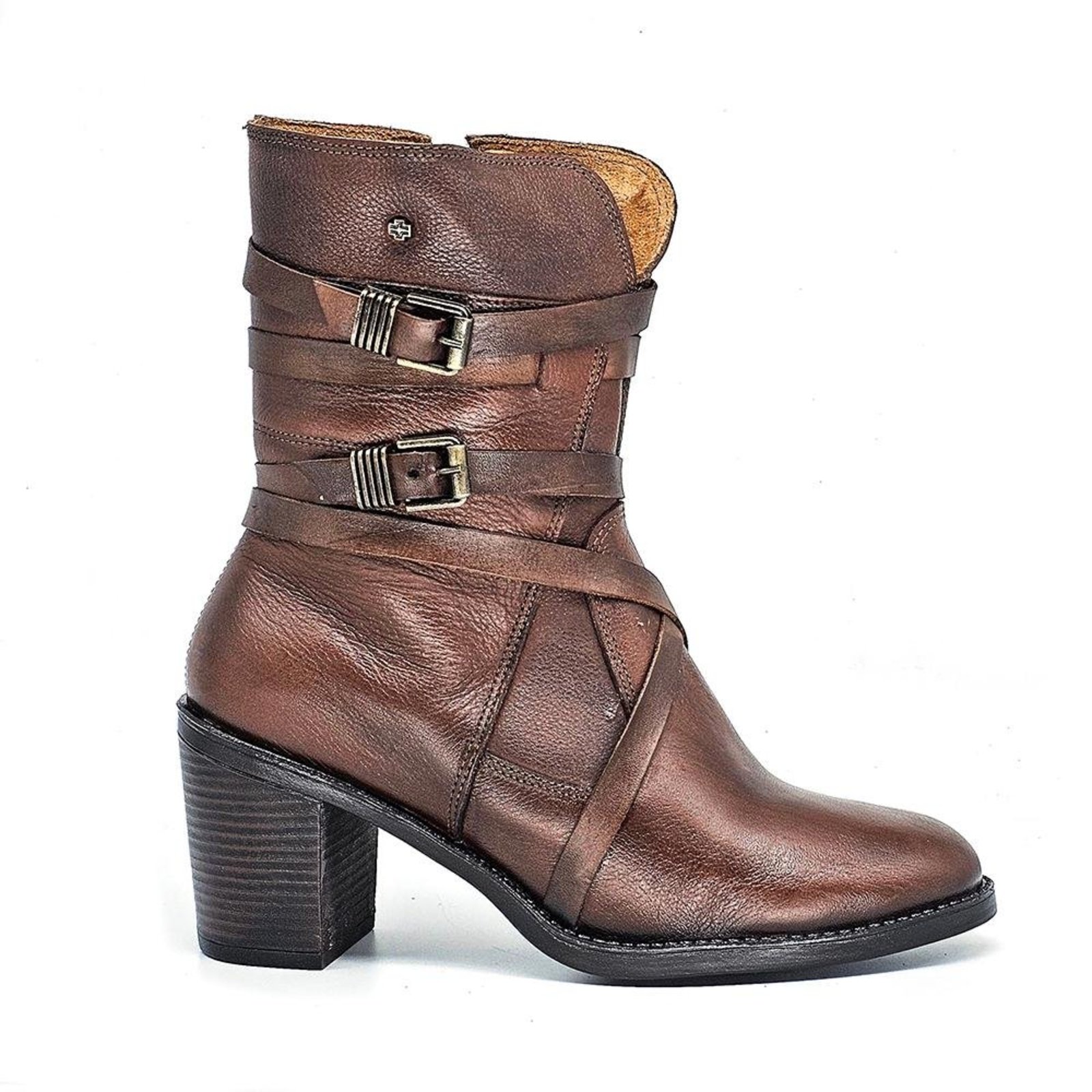 Bota Feminina ELO002 Couro Mogno Pinhão Incolor