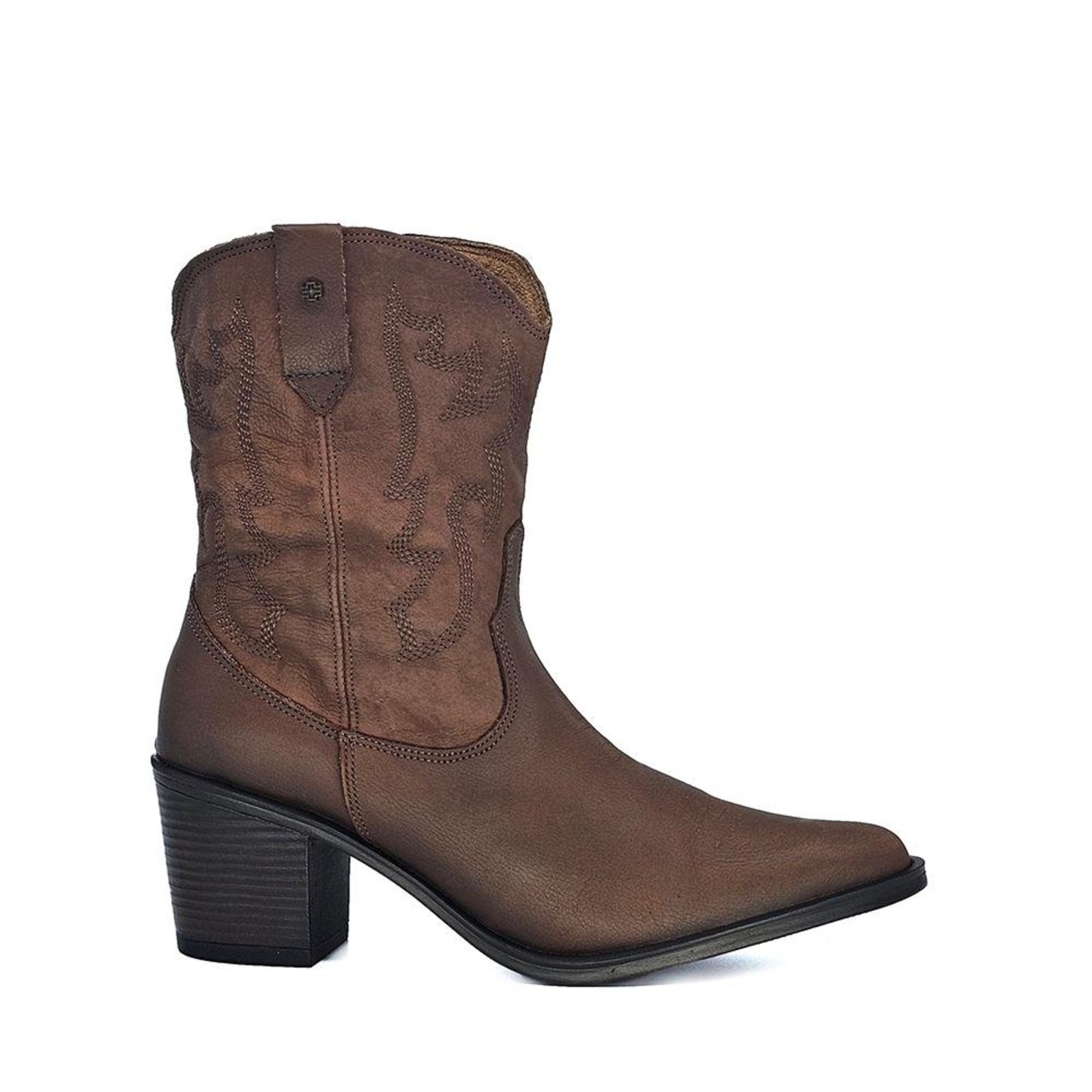 Bota Feminina NWE007 Couro Mogno Velutto Cafe Incolor