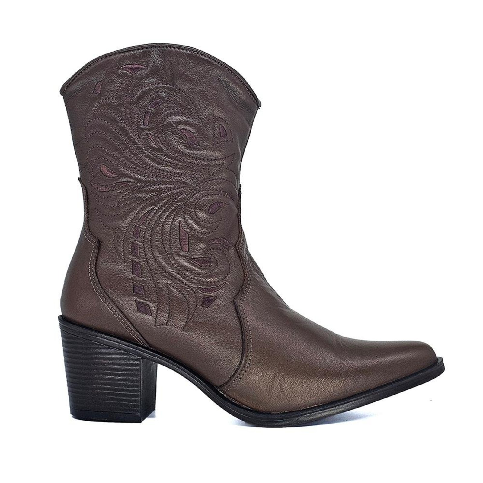 Bota Feminina NWE028 Couro Terracota Incolor