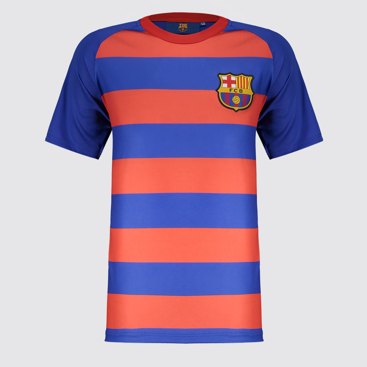 Camisa Barcelona Dry Fit Juvenil Azul e Vermelho