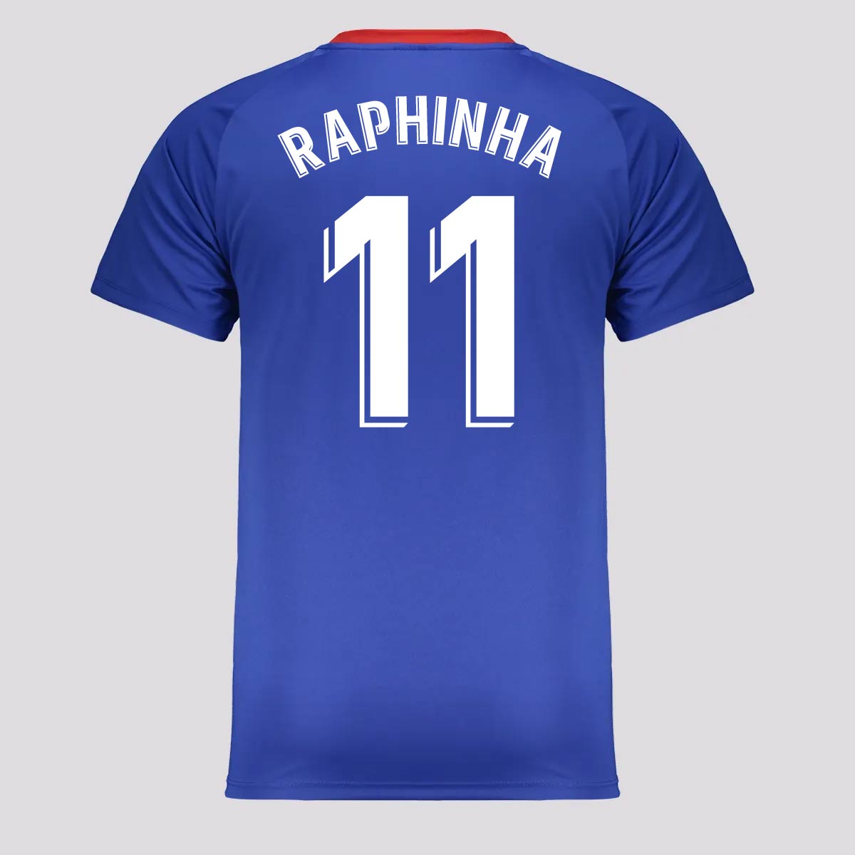 Camisa Barcelona Dryfit 11 Raphinha Azul e Vermelh