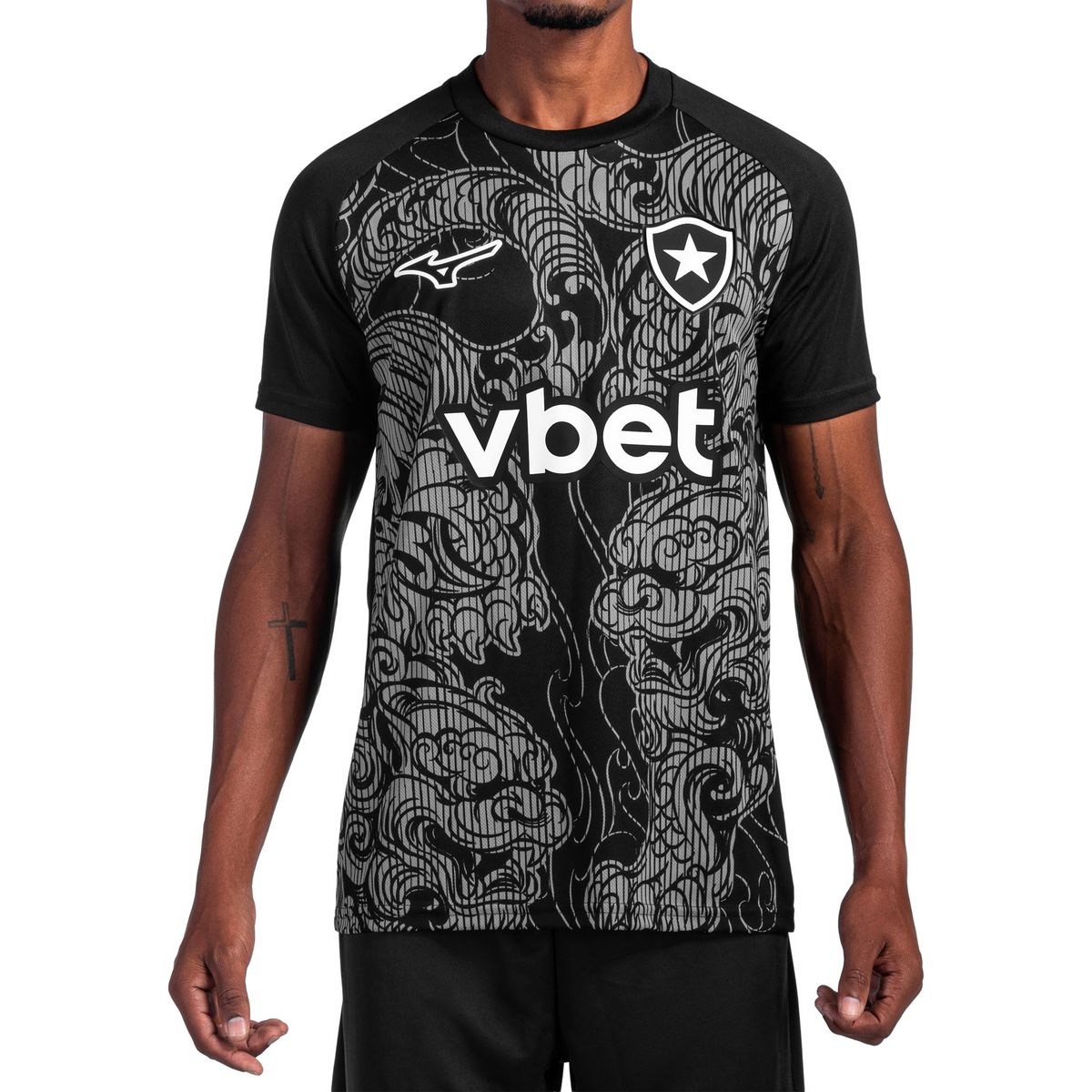 Camisa Pré-Jogo Mizuno x Botafogo Masculina EG Preto