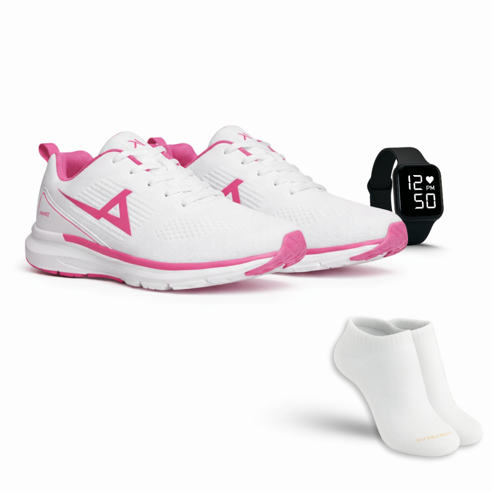 Tênis Feminino Casual Esportivo + Kit Relógio Digital e Meia Cano Baixo