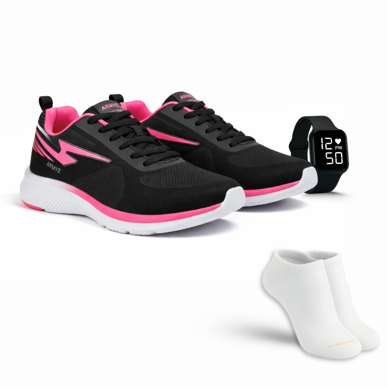 Tênis Feminino Esportivo Academia Fitness Leve Confortável+ Relógio Digital + Meia
