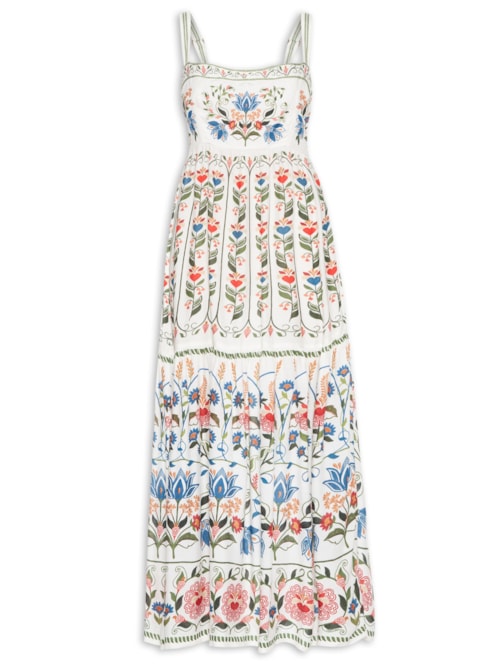 Vestido Longo Jardim Beleza - Branco